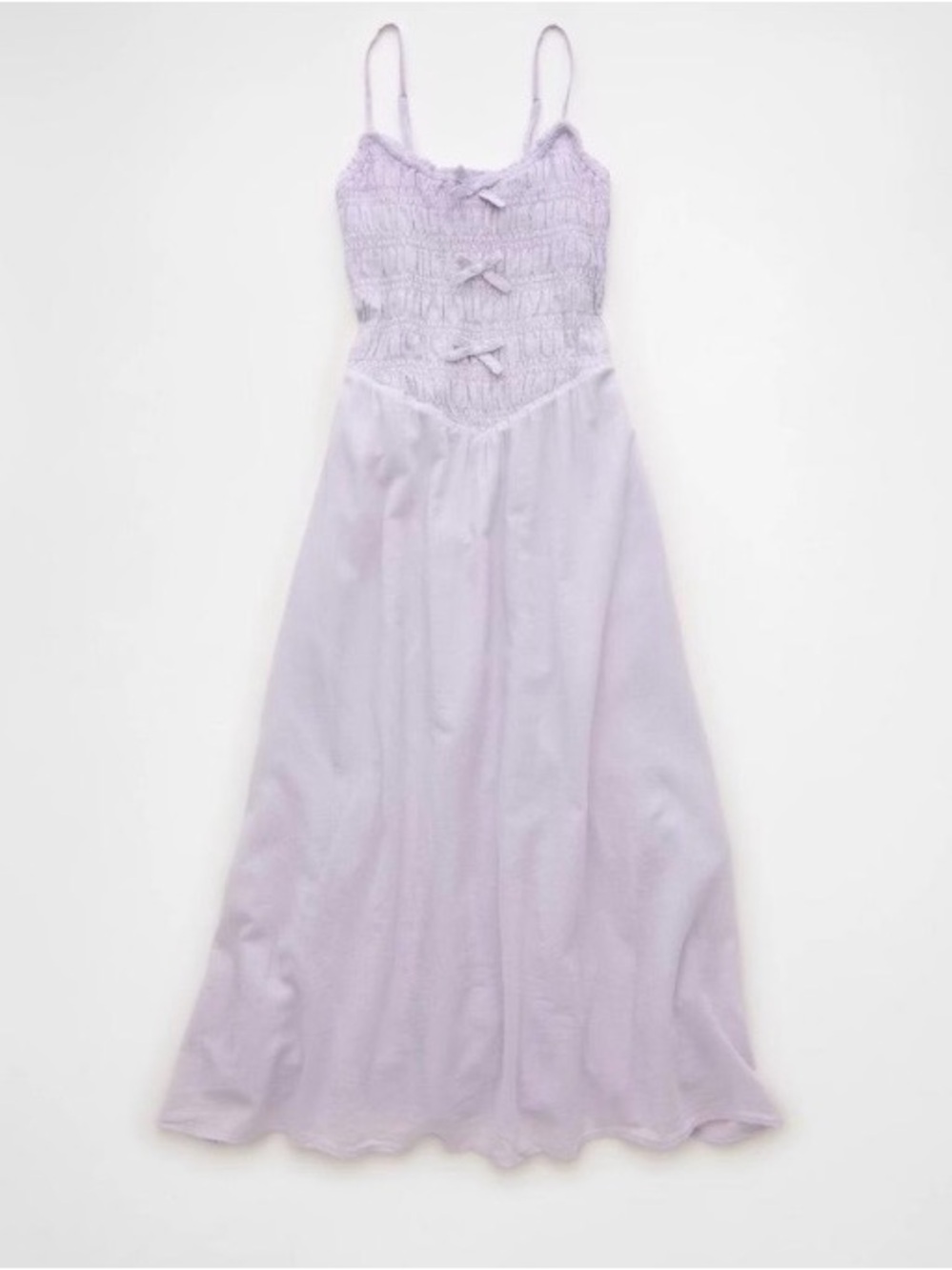 American Eagle Bella Bow Lavender Smocked Bodice Maxi Dress 100% Cotton XL NWTS